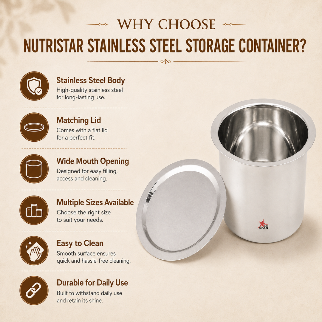 Stainless Steel Milk Boiler, Deep Gunj with Lid. - size guide