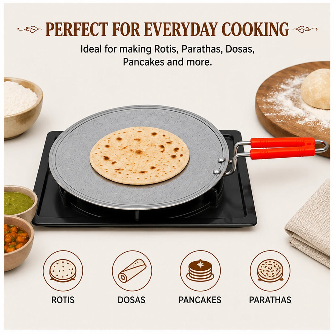 Aluminium roti tawa with handle for chapati roti paratha and everyday cooking
