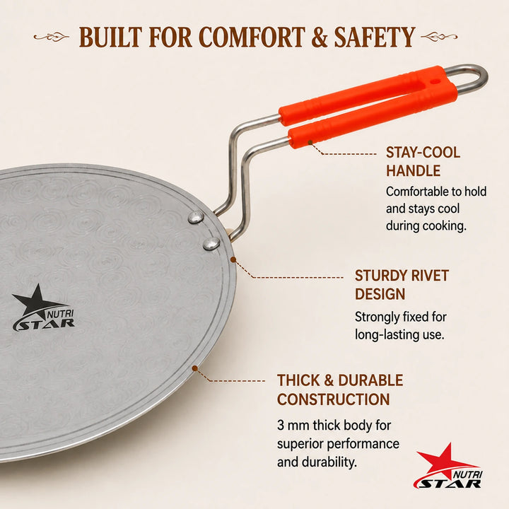 Nutristar aluminium dosa tawa griddle for roti dosa chapati and Indian cooking