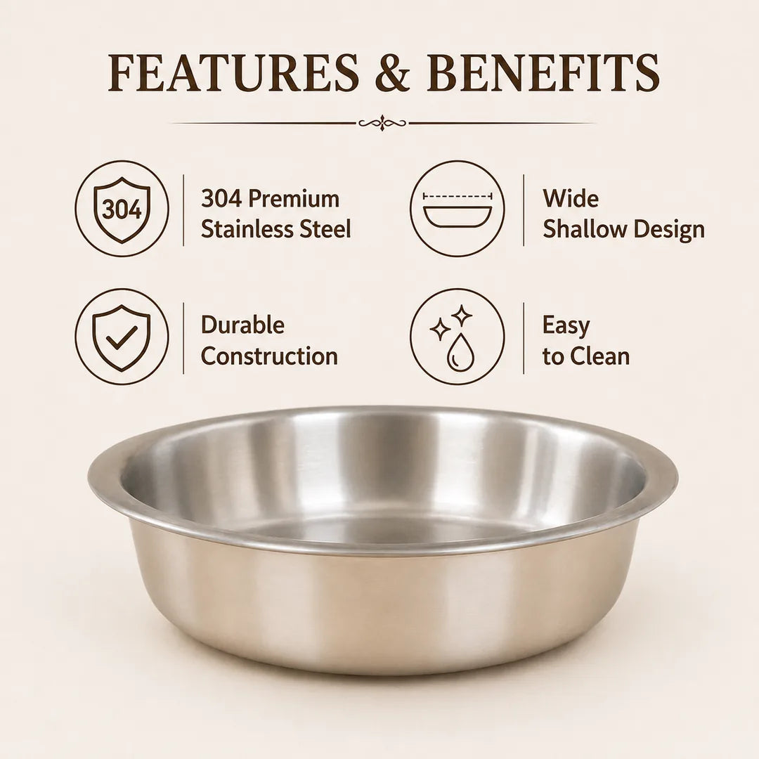 Nutristar triply stainless steel shallow pot highlighting wide shallow design, durable construction and easy cleaning