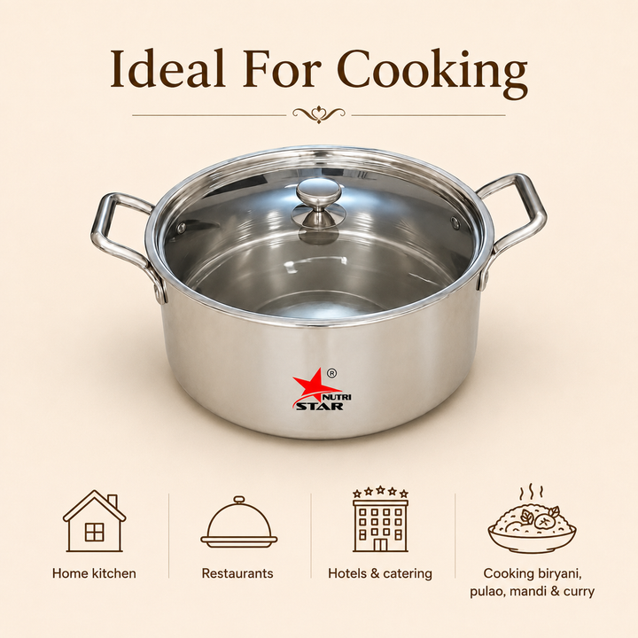Stainless Steel Triply Biryani Handi | Cooking Handi - use