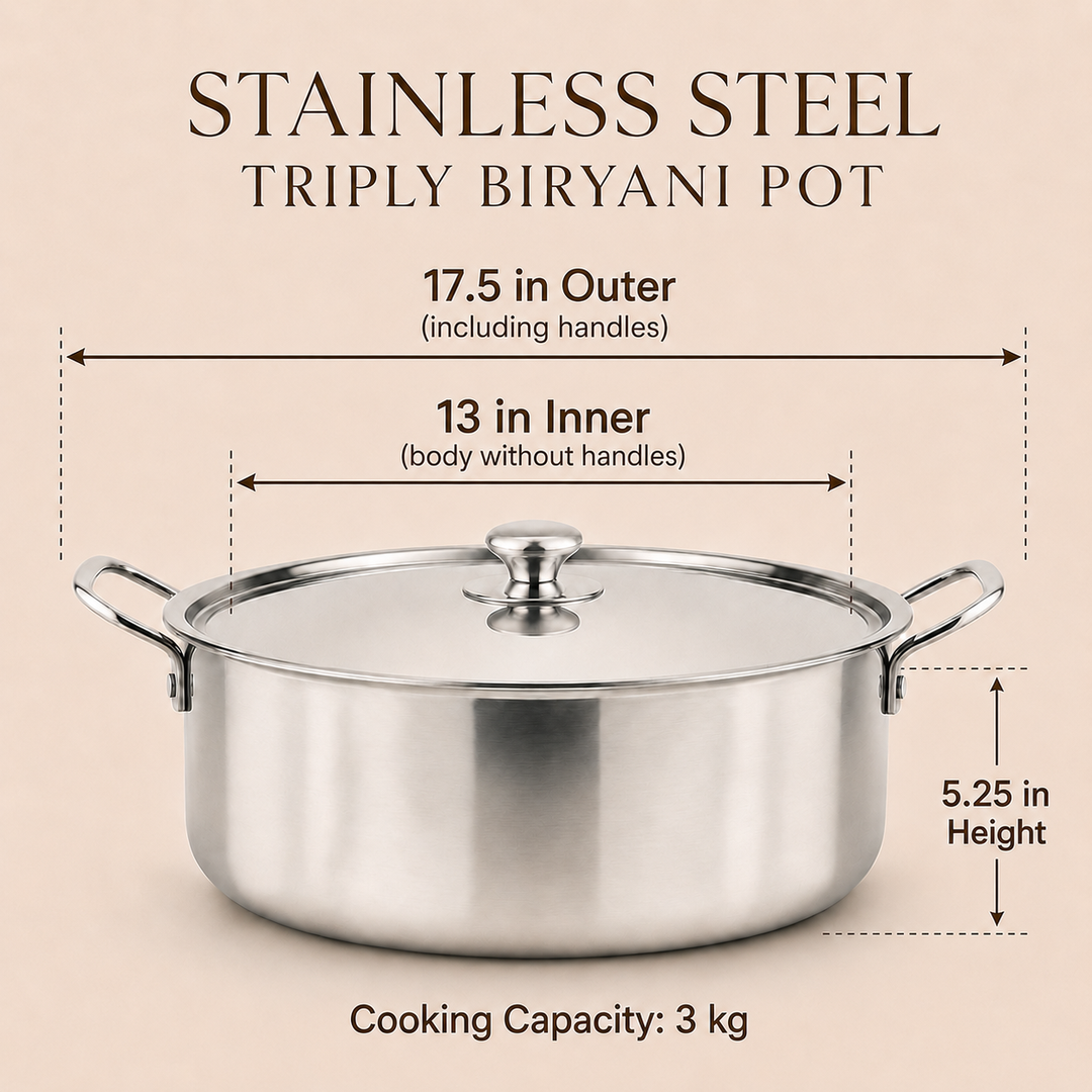 Stainless Steel Triply Biryani Handi | Cooking Handi