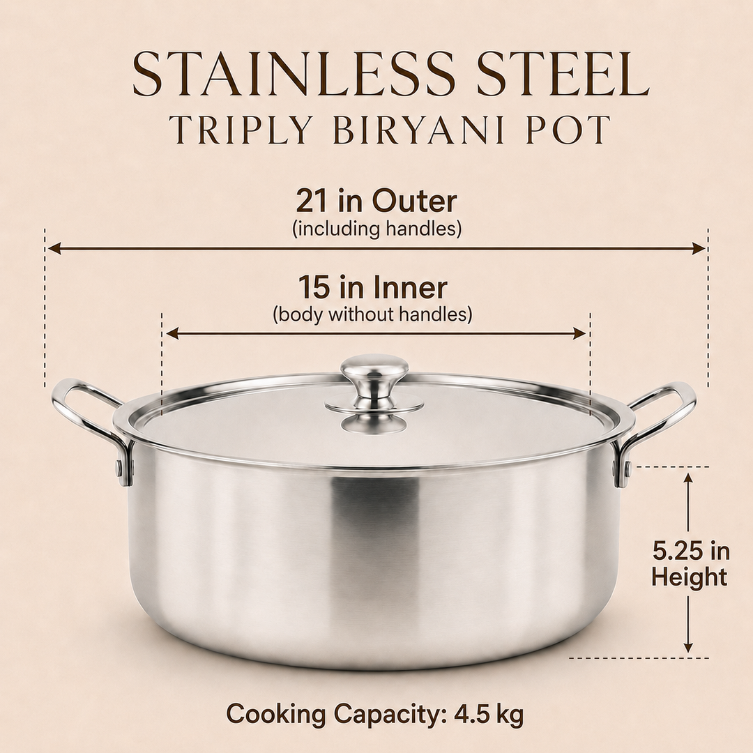 Stainless Steel Triply Biryani Handi | Cooking Handi
