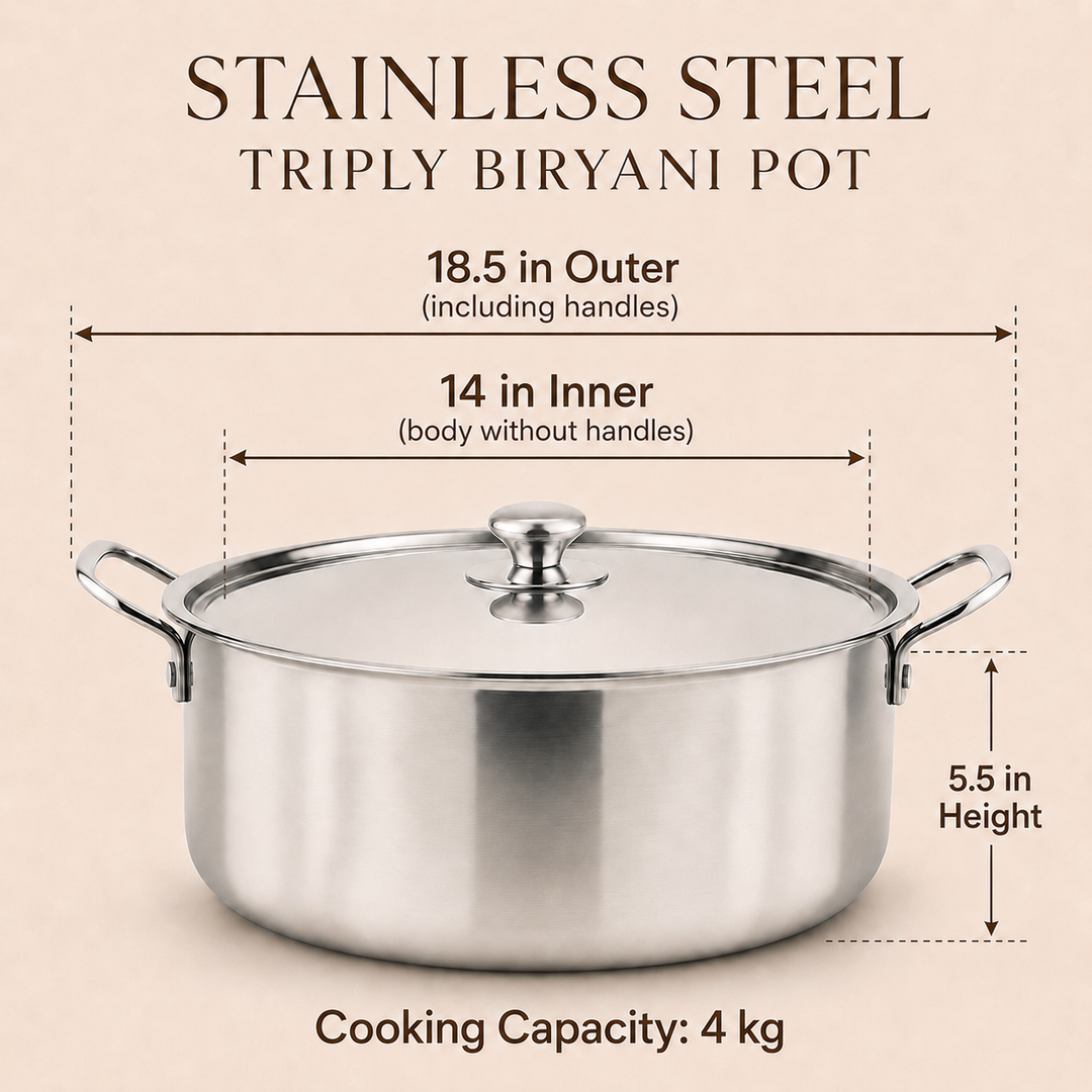 Stainless Steel Triply Biryani Handi | Cooking Handi