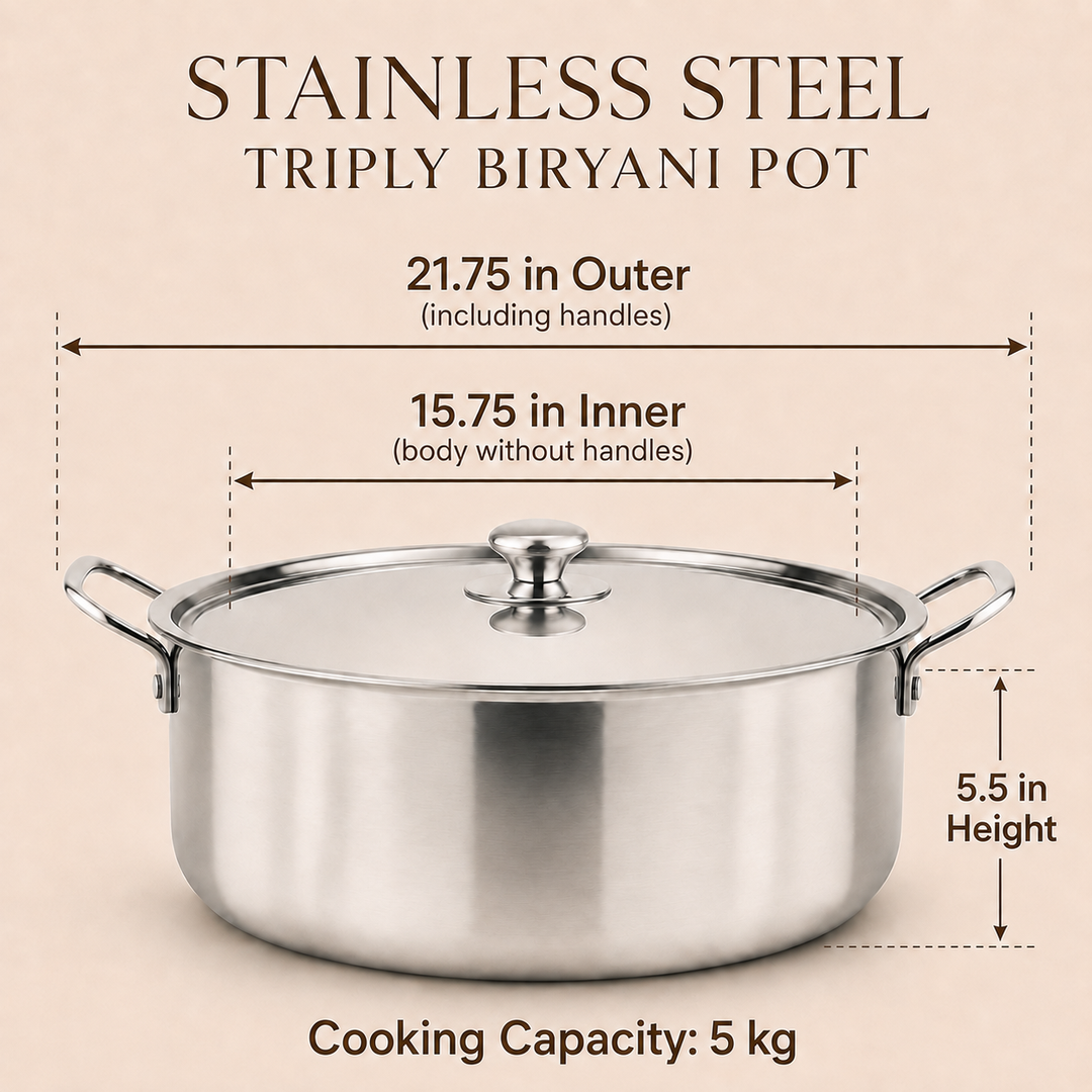 Stainless Steel Triply Biryani Handi | Cooking Handi
