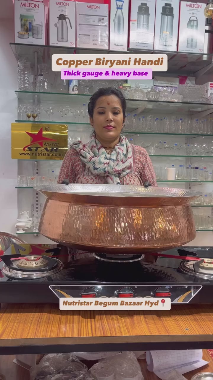 Biryani Handi Copper, Big Copper Biryani Handi  Joint Less - Tin Coating Khalai Inside Handi