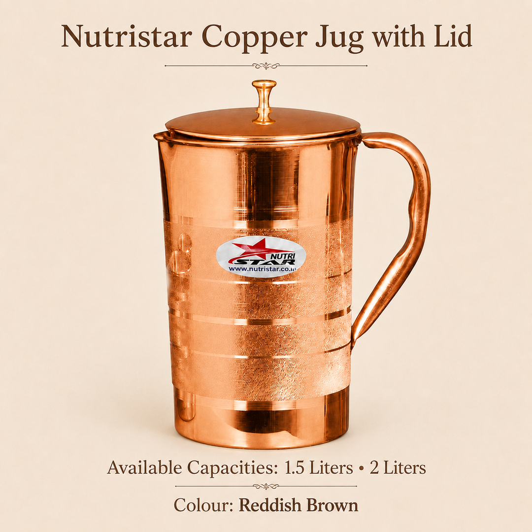 Copper Water Jug with Lid, Copper Jug,  Drinkware ( Pack of 1). - size guide