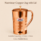 Copper Water Jug with Lid, Copper Jug,  Drinkware ( Pack of 1).