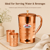 Copper Water Jug with Lid, Copper Jug,  Drinkware ( Pack of 1).