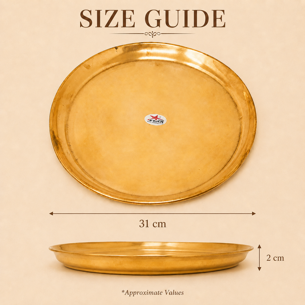 Round pure copper serving tray for sweets and dry fruits