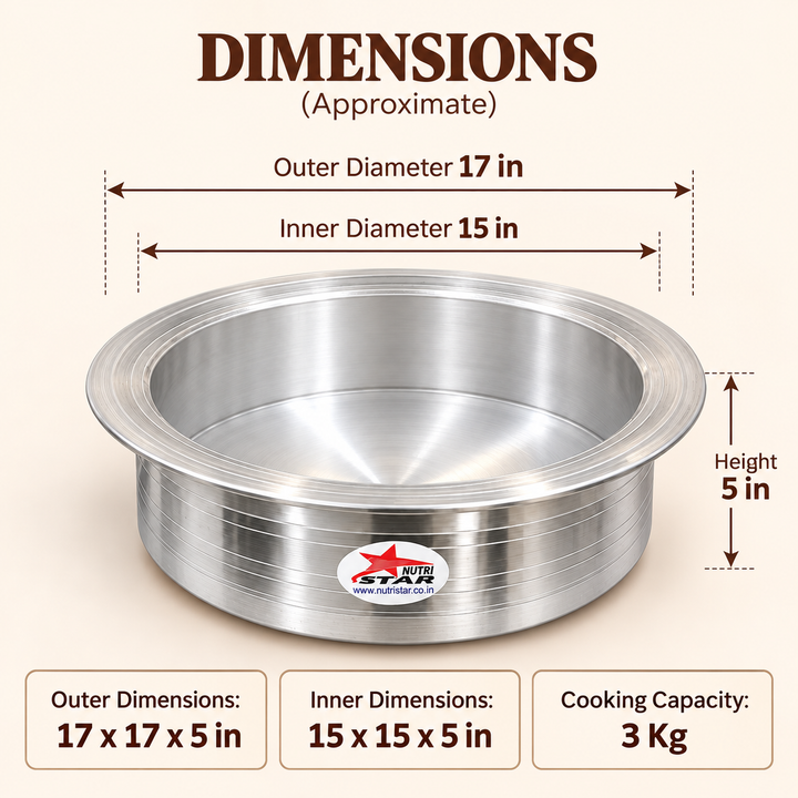 Heavy-Gauge Aluminium Biryani Handi with Collar &amp; Lid