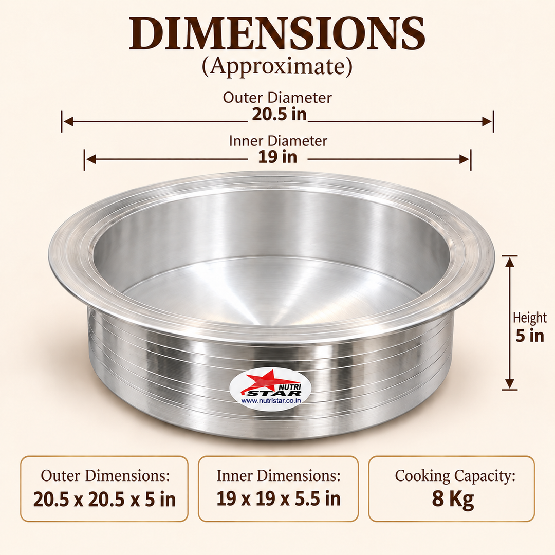 Heavy-Gauge Aluminium Biryani Handi with Collar &amp; Lid