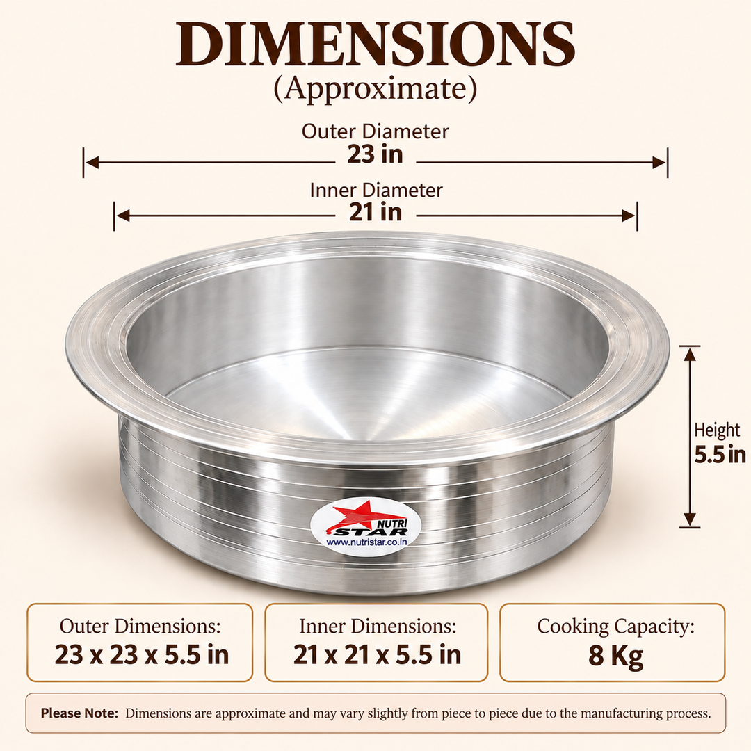 Heavy-Gauge Aluminium Biryani Handi with Collar &amp; Lid