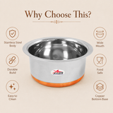 Stainless Steel Copper Bottom Cooking Pot,Tope,Patila. SS Bagona