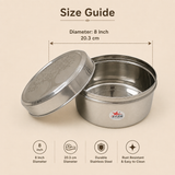 Nutristar stainless steel roti storage container with matching lid