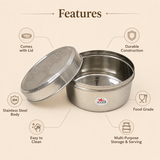 Nutristar stainless steel roti storage container with matching lid