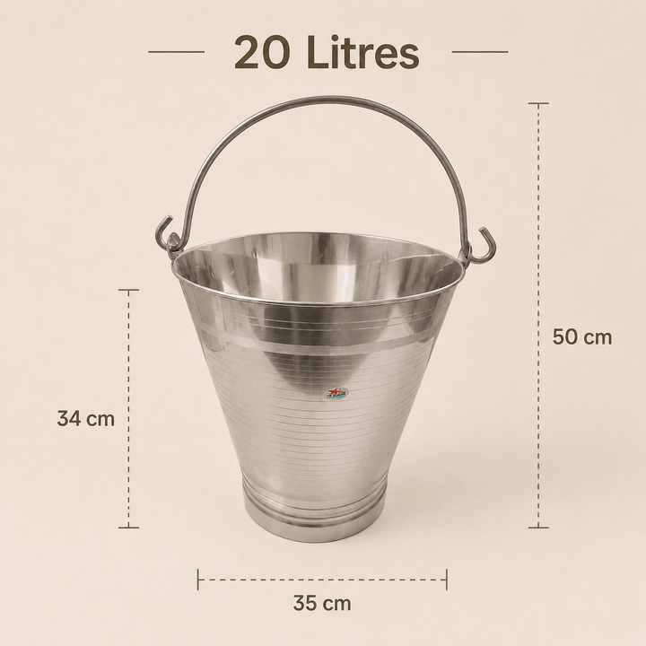 Nutristar stainless steel utility bucket with strong carry handle