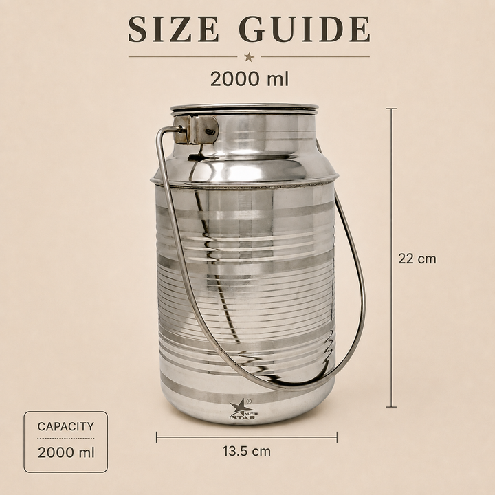 Nutristar stainless steel milk can with fitted lid and carry handle