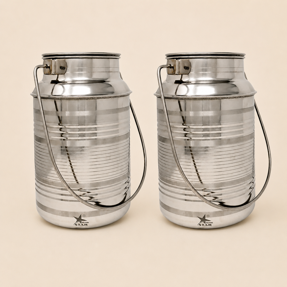 Nutristar stainless steel milk can with fitted lid and carry handle