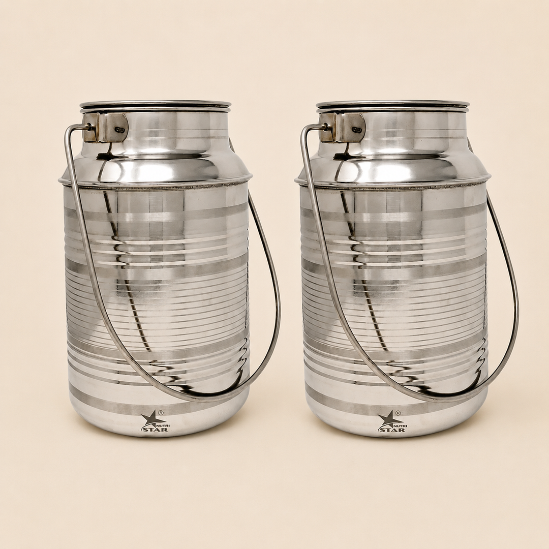 Nutristar stainless steel milk can with fitted lid and carry handle