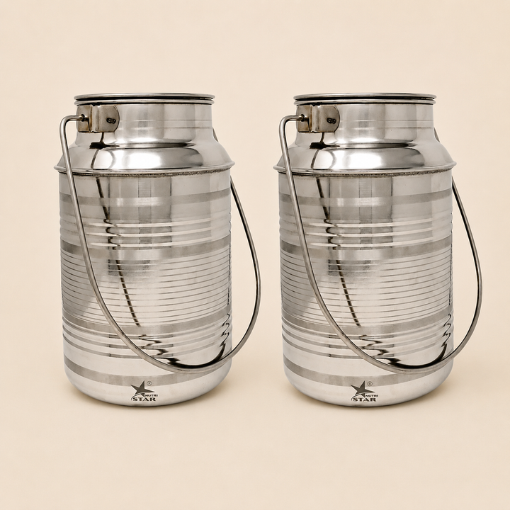 Nutristar stainless steel milk can with fitted lid and carry handle