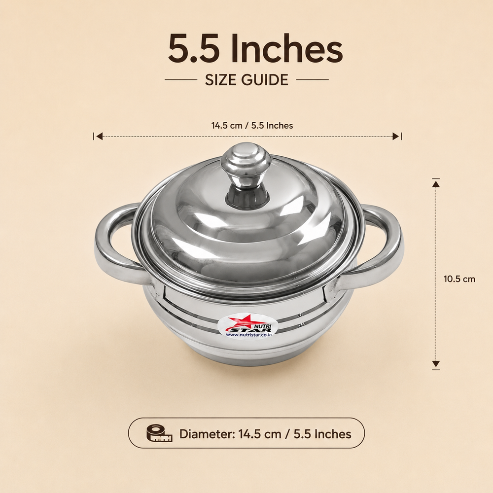 Nutristar stainless steel serving casserole with lid and side handles