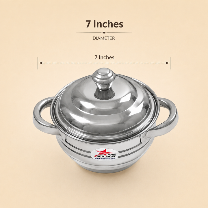 Nutristar stainless steel serving casserole with lid and side handles