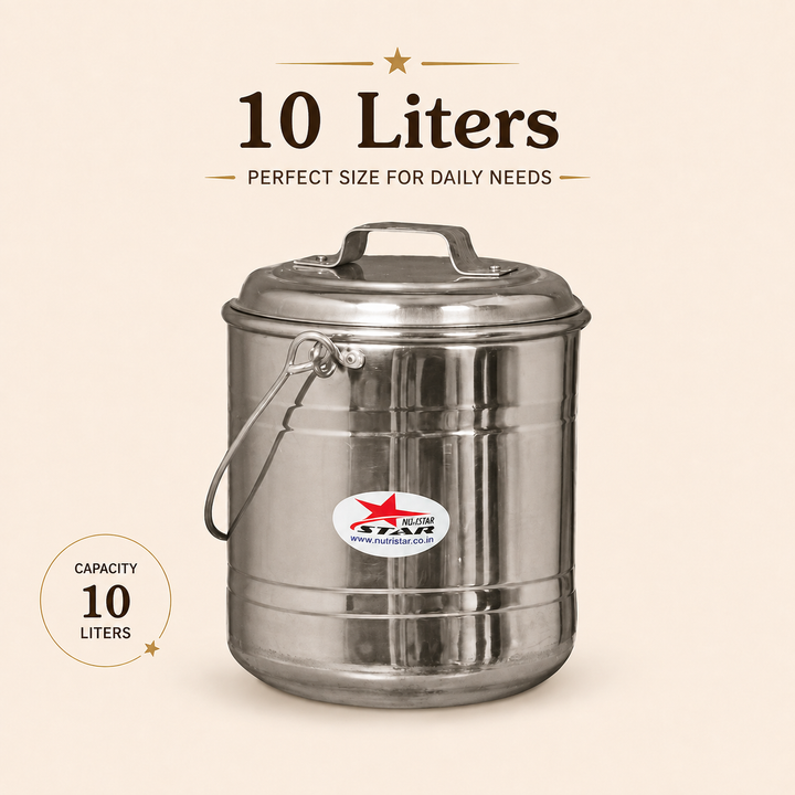 Nutristar stainless steel storage container with lid and carry handle 10L