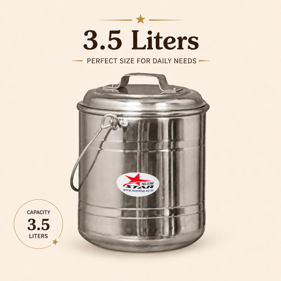 Nutristar stainless steel storage container with lid and carry handle 3.5L