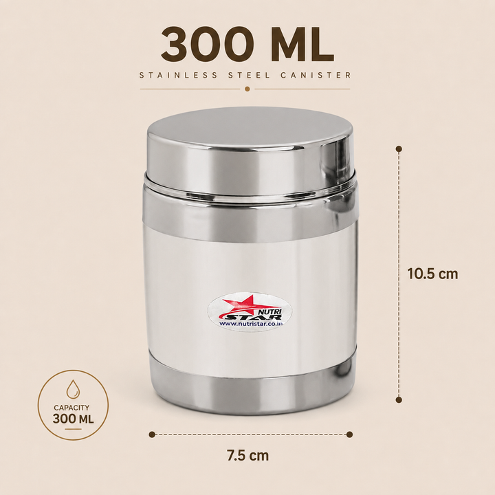 Nutristar stainless steel storage container with fitted lid