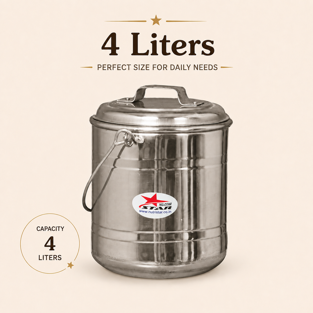 Nutristar stainless steel storage container with lid and carry handle 4L