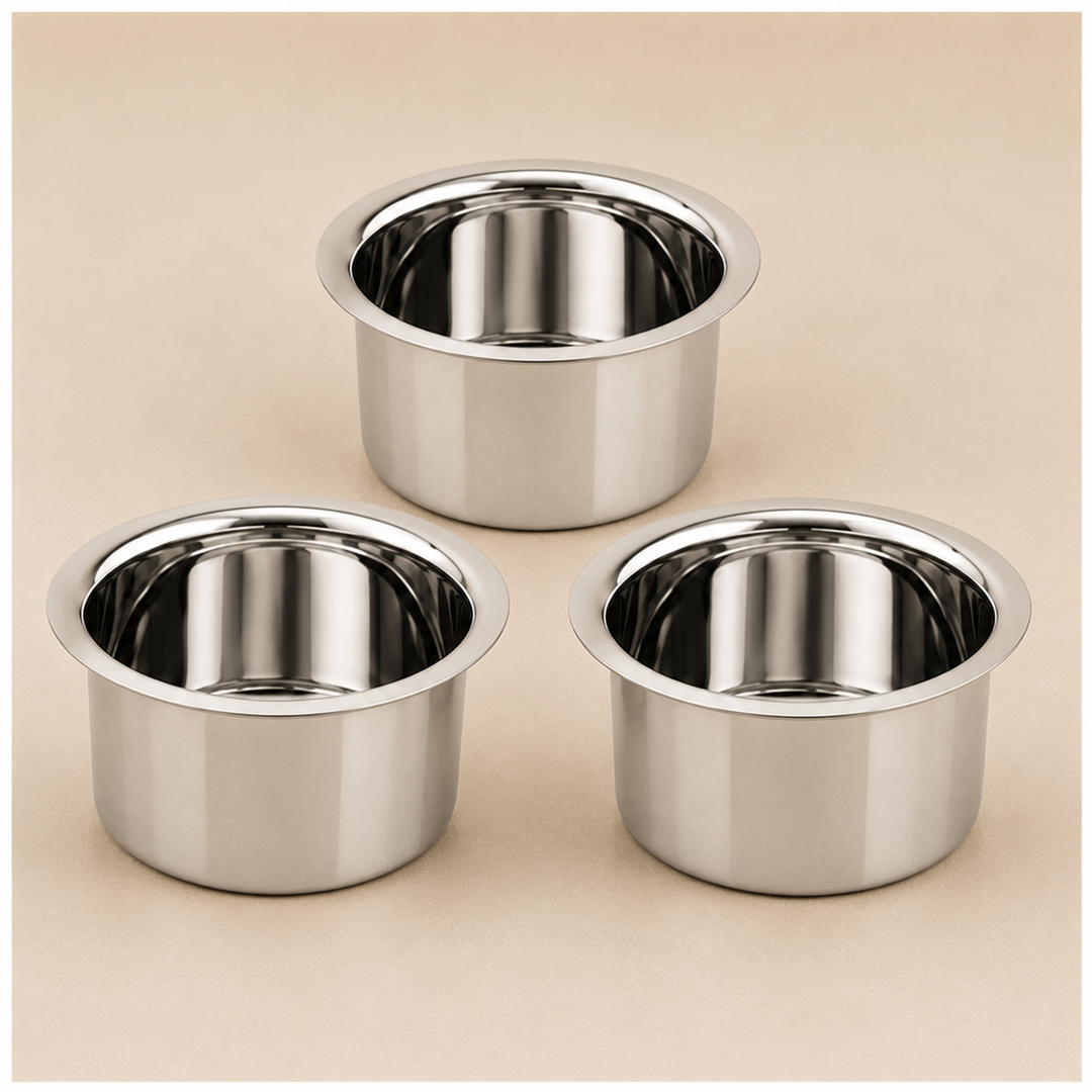 Stainless Steel Cooking Pot, Tope or Patila, Pack of 3