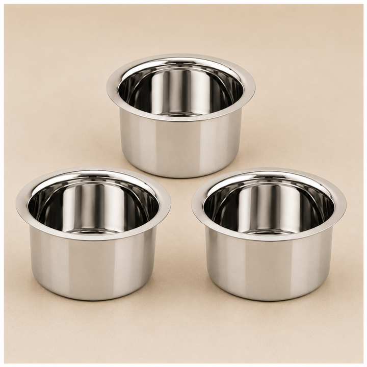 Stainless Steel Cooking Pot, Tope or Patila, Pack of 3