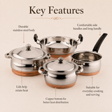 Nutristar stainless steel cookware set with copper bottom serving dishes saucepan and kadai