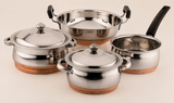 Nutristar stainless steel cookware set with copper bottom serving dishes saucepan and kadai