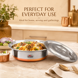 Stainless Steel Copper Bottom Serving Dishes With Lid, Serving Bowls, Pack Of 6