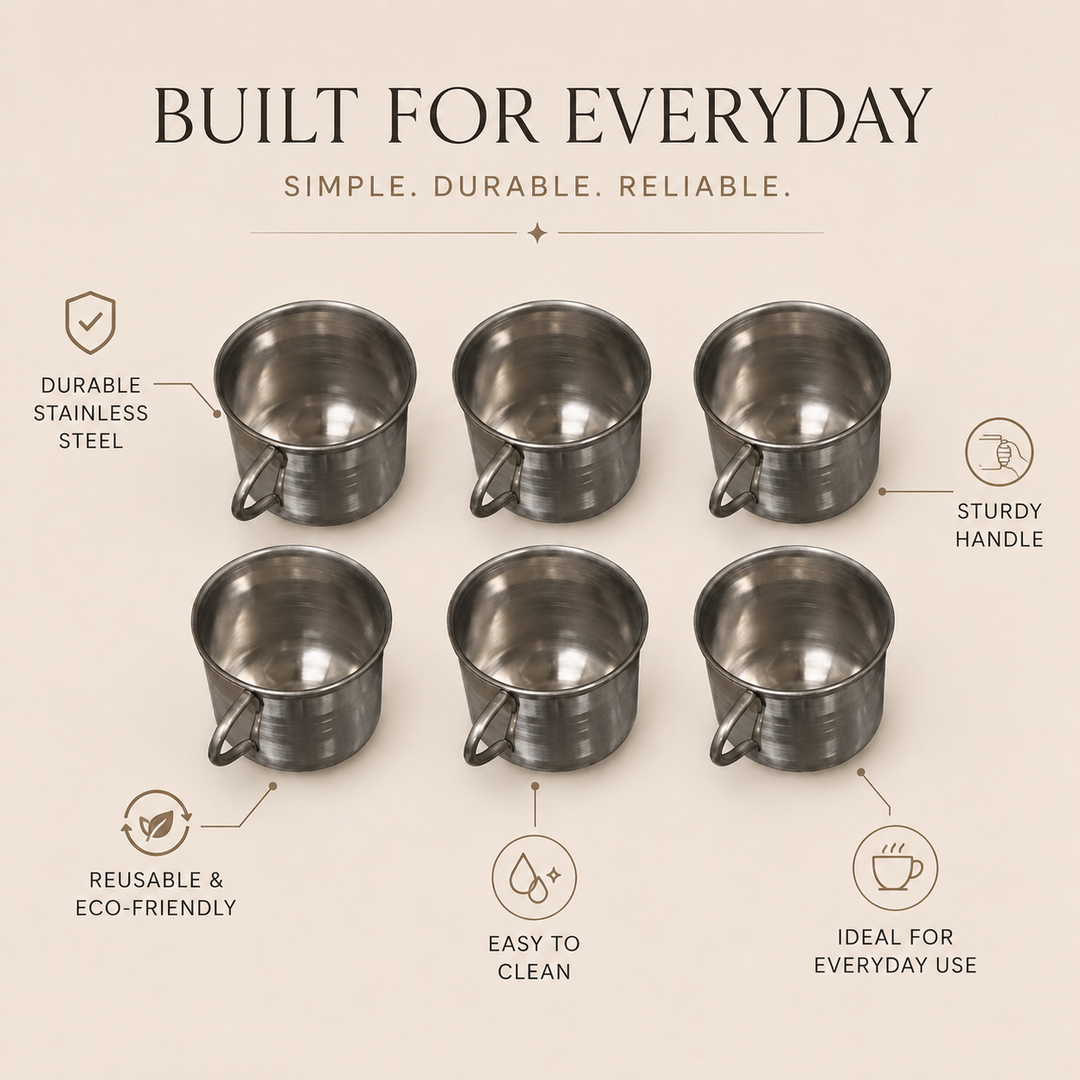 Nutristar stainless steel tea and coffee cups with handles set of 6