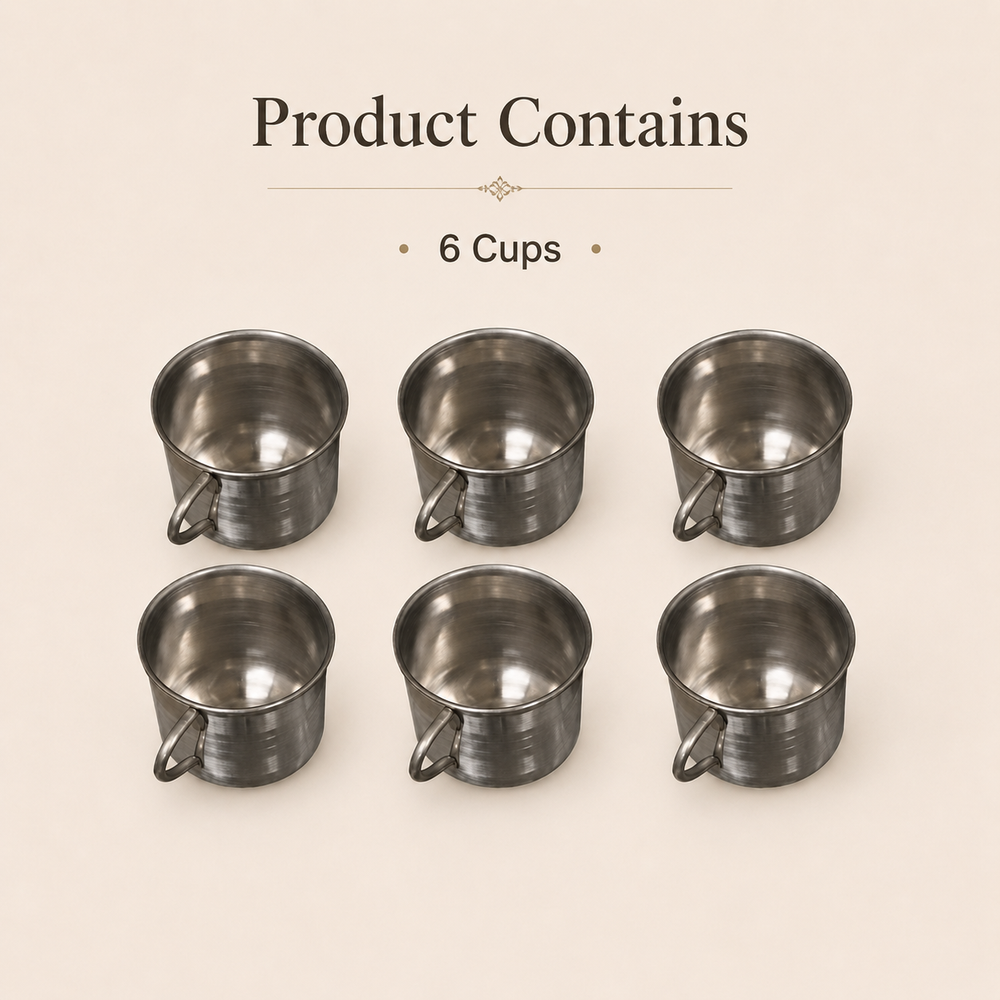 Nutristar stainless steel tea and coffee cups with handles set of 6