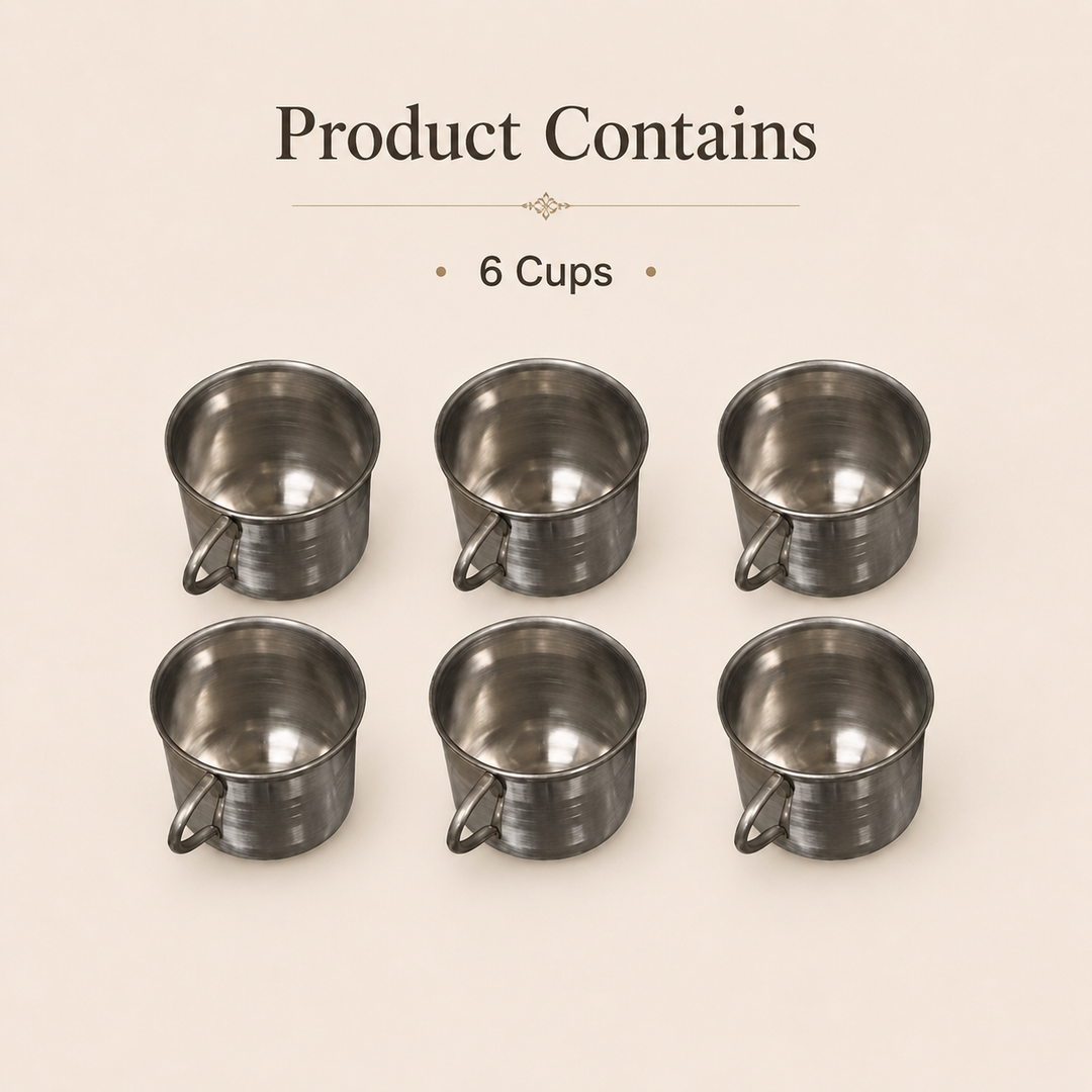 Nutristar stainless steel tea and coffee cups with handles set of 6