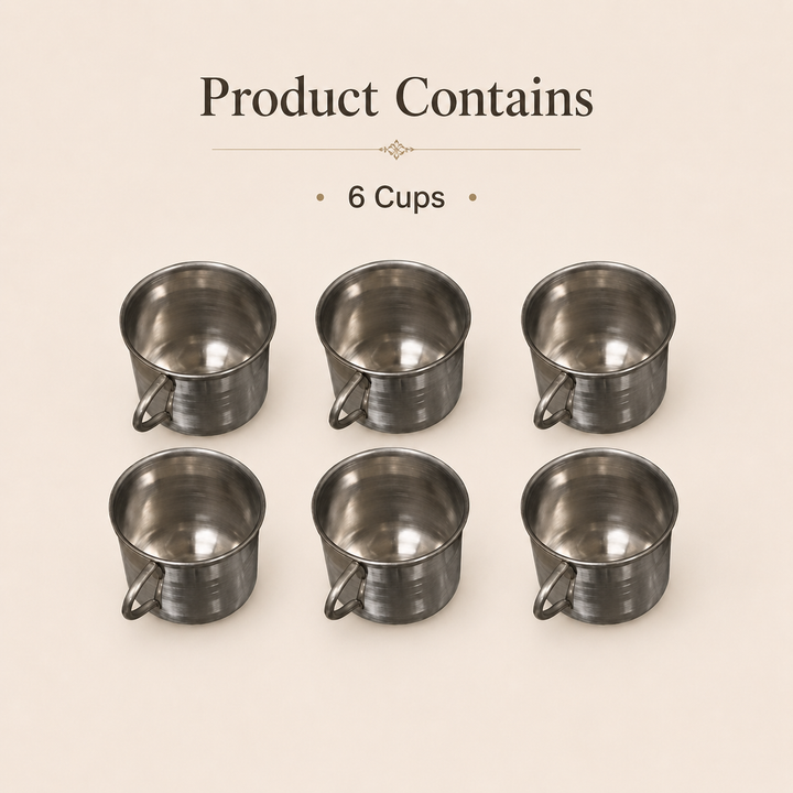 Nutristar stainless steel tea and coffee cups with handles set of 6