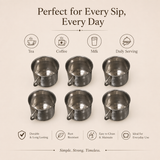 Nutristar stainless steel tea and coffee cups with handles set of 6