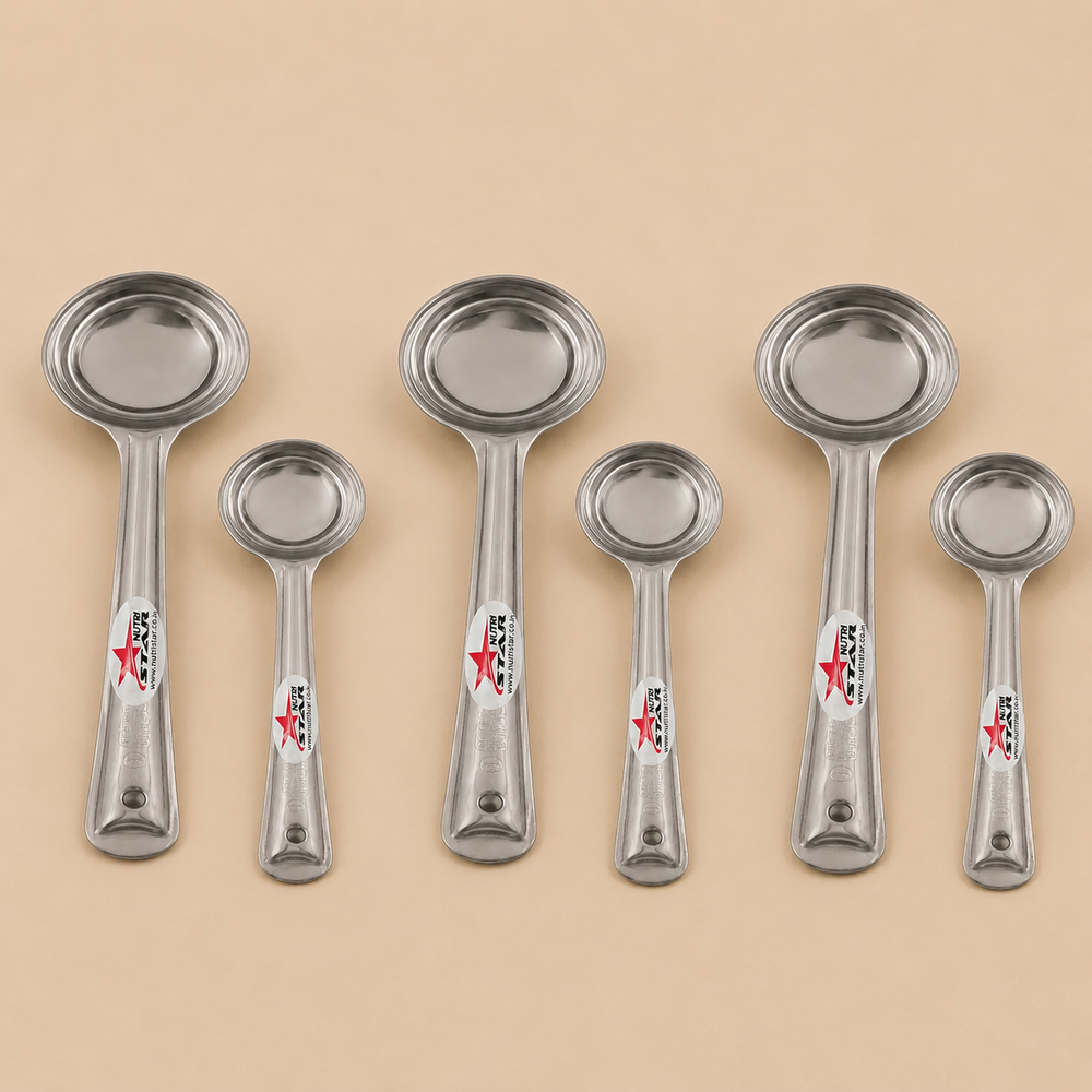 Nutristar stainless steel deep serving ladles in two sizes with long handles and round bowls