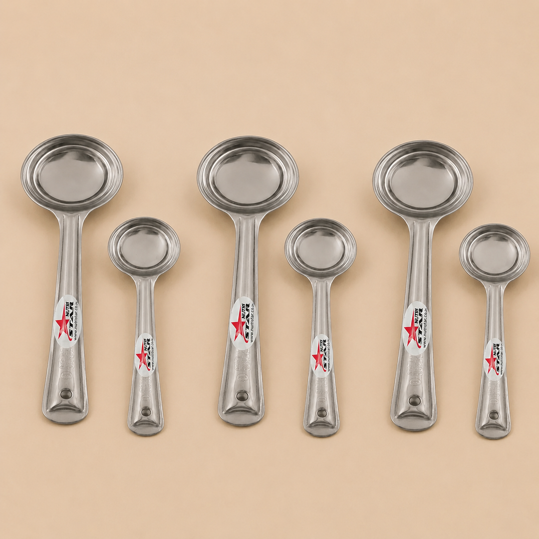 Nutristar stainless steel deep serving ladles in two sizes with long handles and round bowls