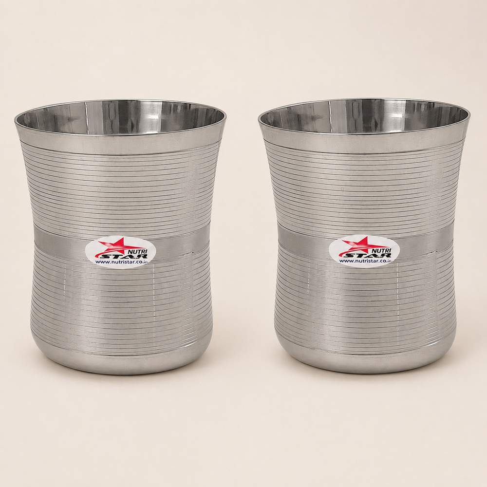 Nutristar stainless steel ribbed drinking glasses 250 ml