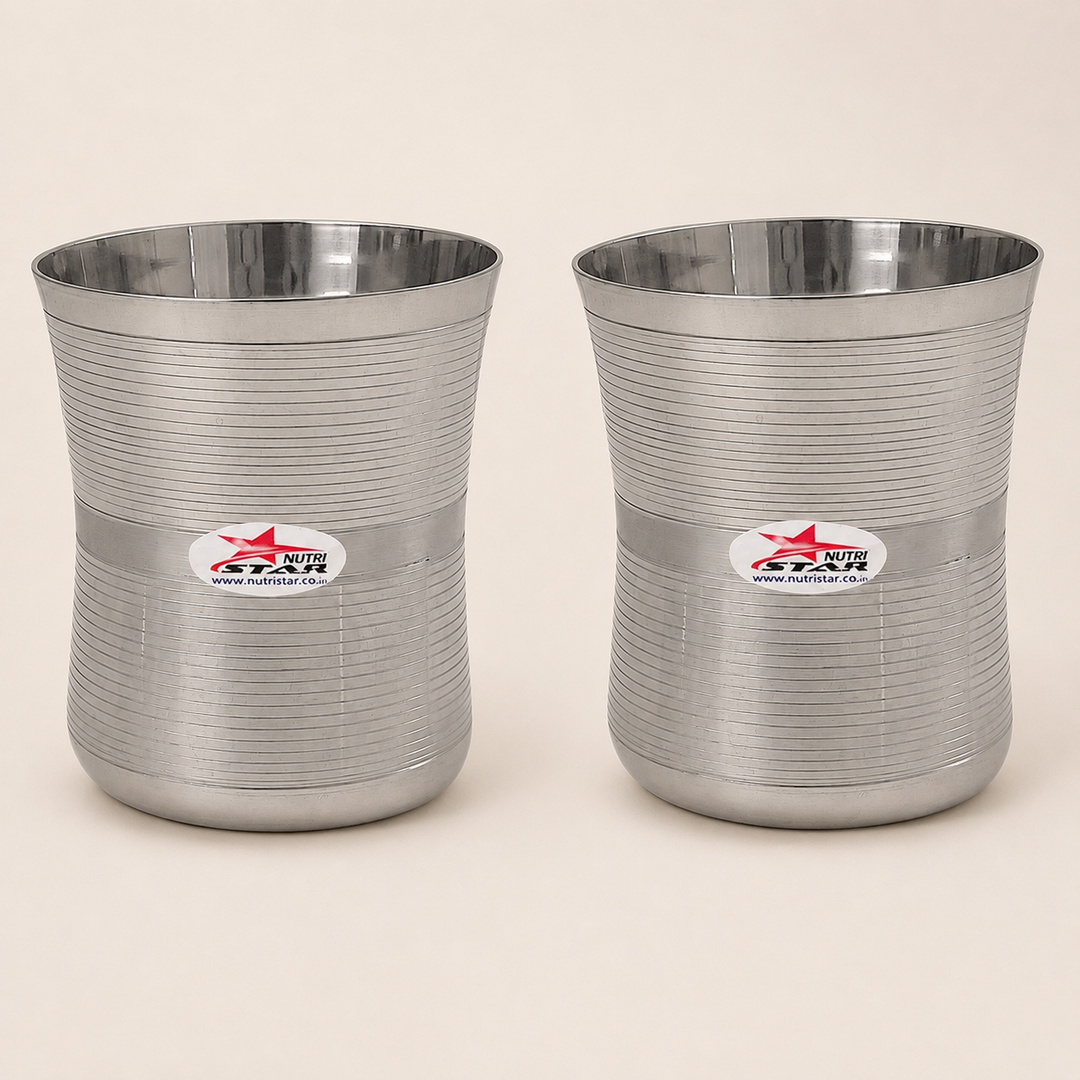 Nutristar stainless steel ribbed drinking glasses 250 ml