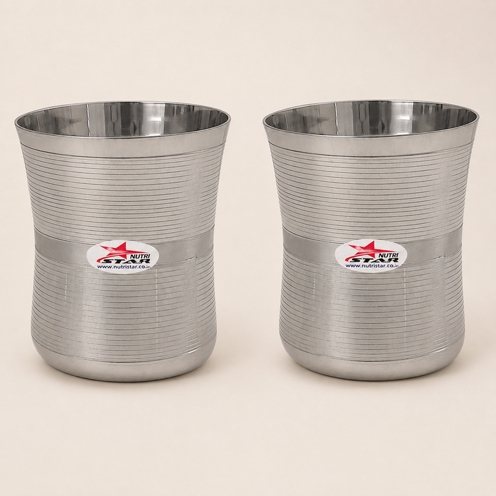 Nutristar stainless steel ribbed drinking glasses 250 ml