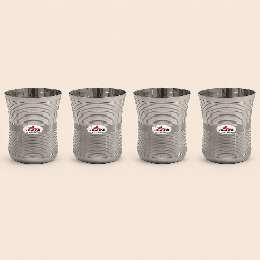 Nutristar stainless steel ribbed drinking glasses 250 ml