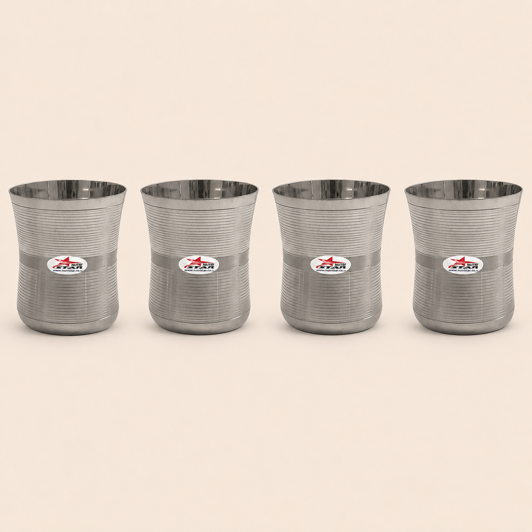 Nutristar stainless steel ribbed drinking glasses 250 ml