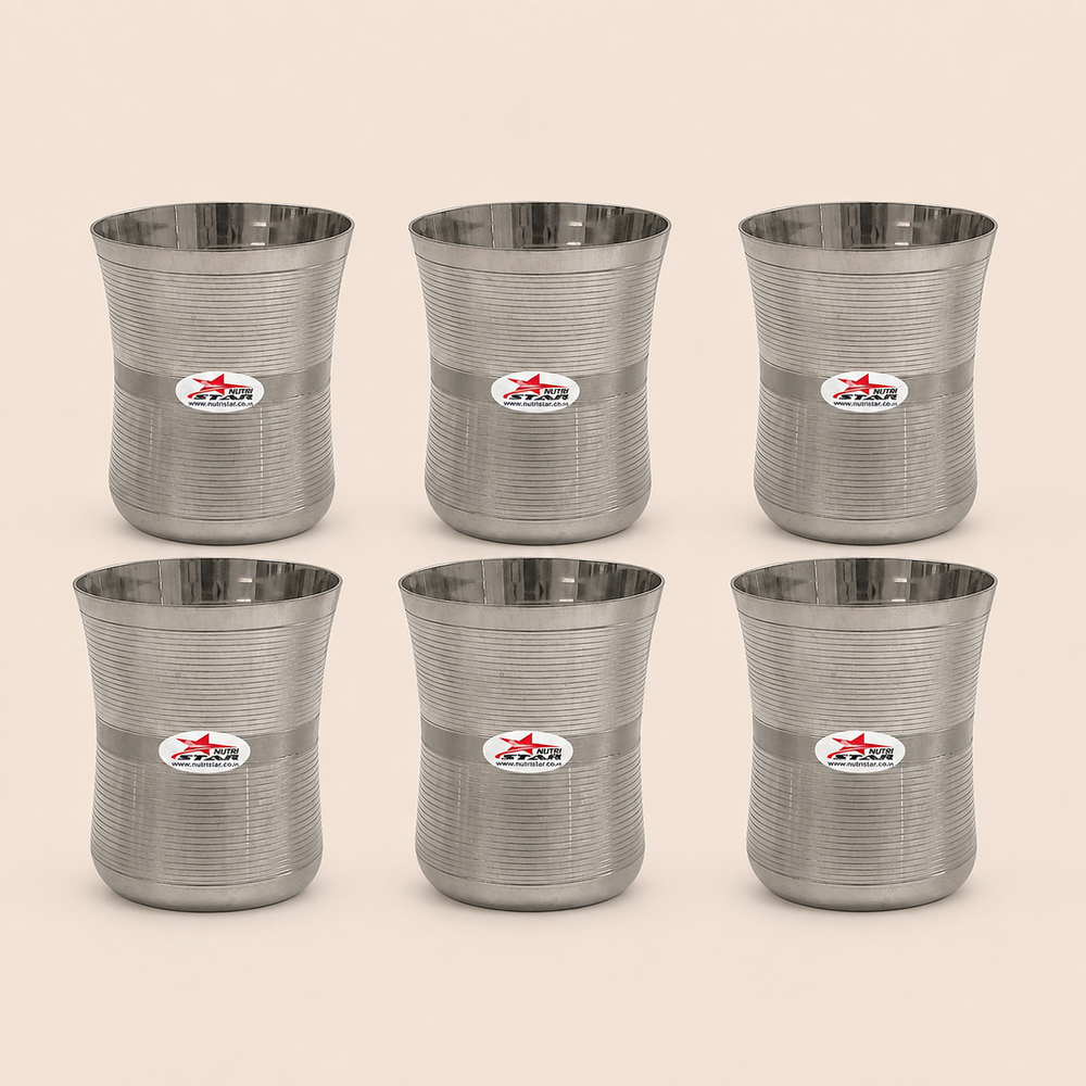 Nutristar stainless steel ribbed drinking glasses 250 ml