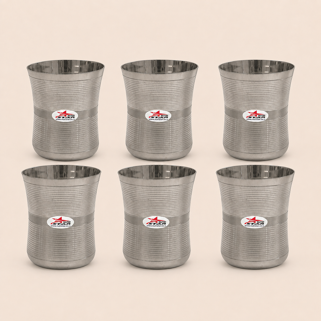 Nutristar stainless steel ribbed drinking glasses 250 ml